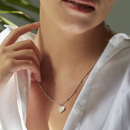 Gold Heart Necklace With Bead Chain